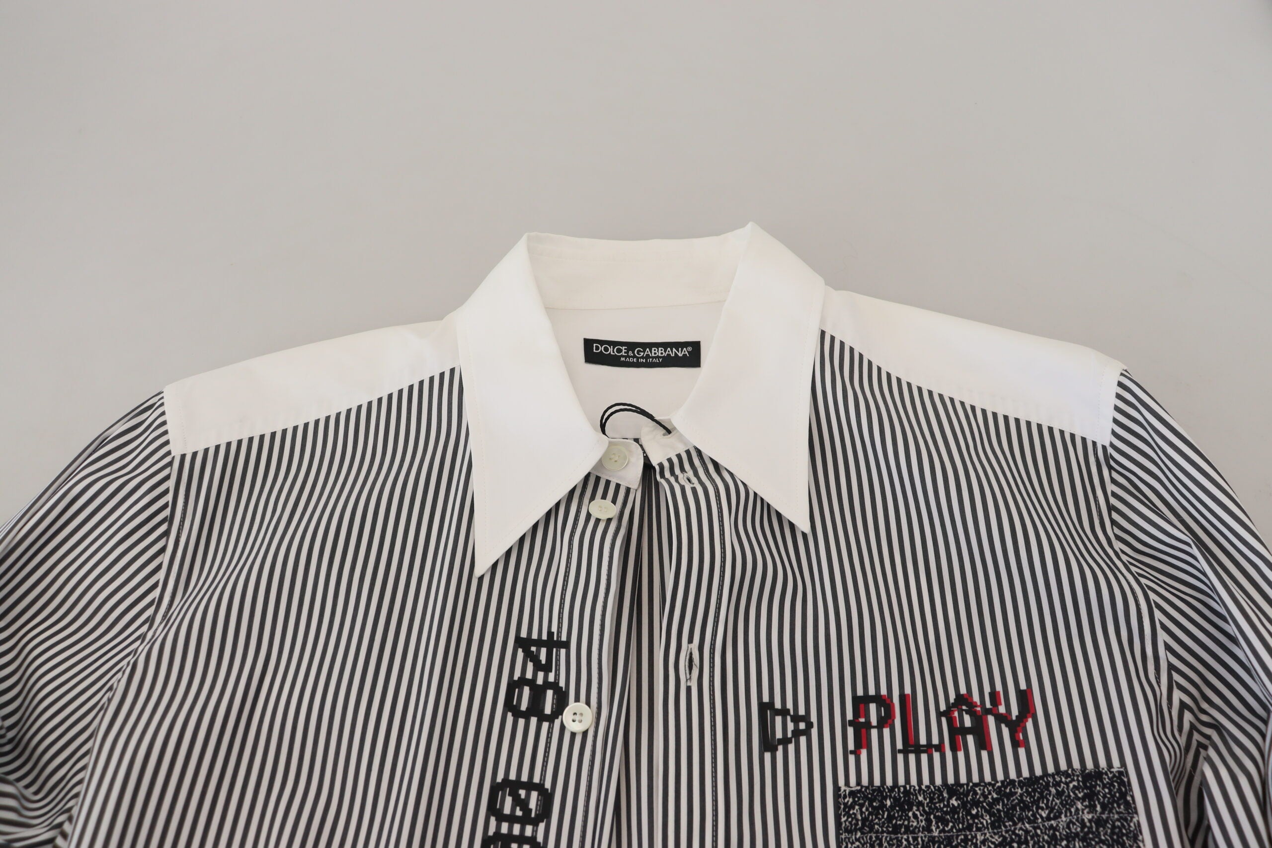 Dolce & Gabbana Black White Striped Printed Casual Cotton Shirt -   -  Dolce & Gabbana. Dolce & Gabbana Black White Striped Printed Casual Cotton Shirt -   -  Dolce & Gabbana.
