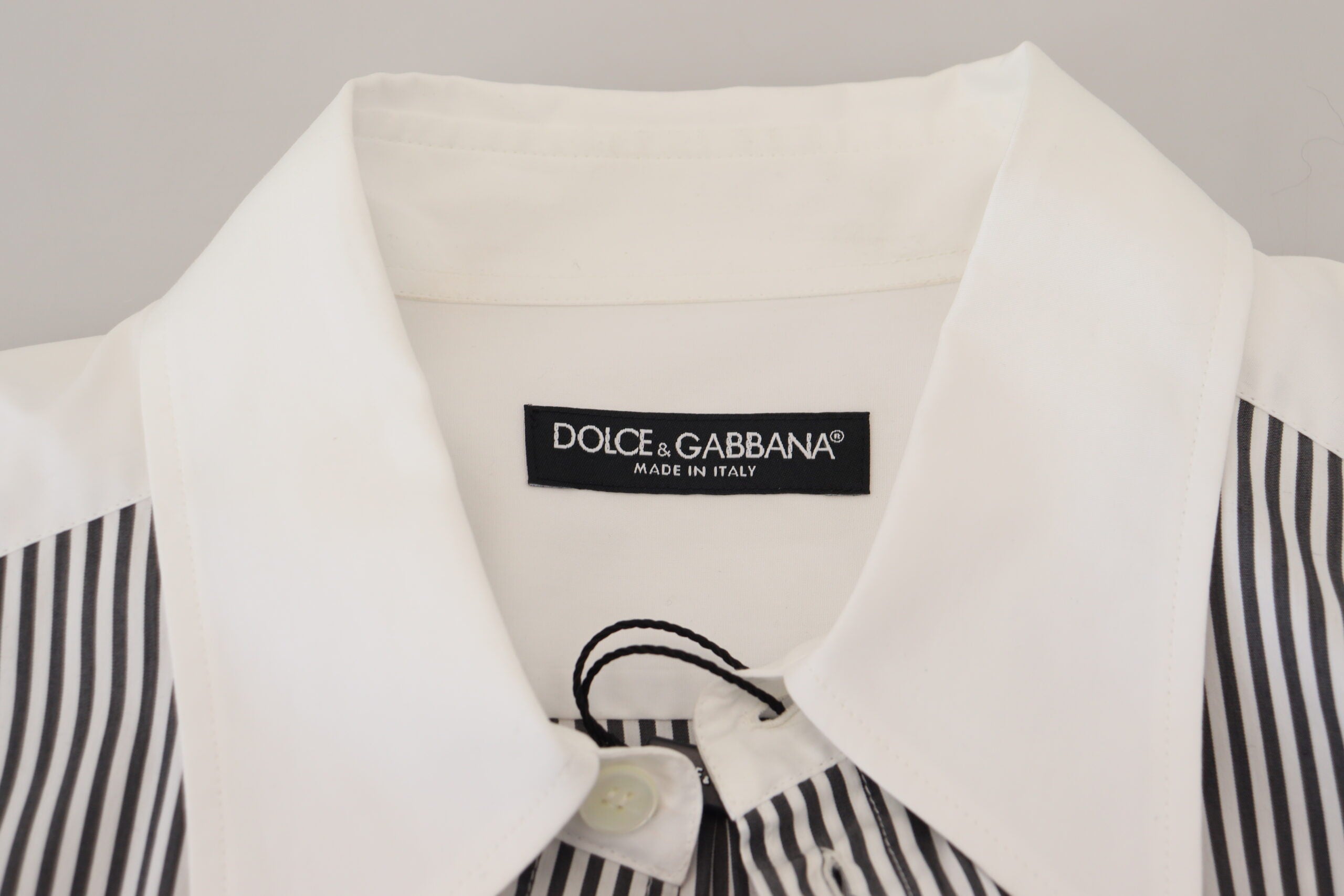 Dolce & Gabbana Black White Striped Printed Casual Cotton Shirt -   -  Dolce & Gabbana. Dolce & Gabbana Black White Striped Printed Casual Cotton Shirt -   -  Dolce & Gabbana.