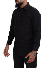 Dolce & Gabbana Black GOLD Cotton Collared Long Sleeve Shirt -   -  Dolce & Gabbana.