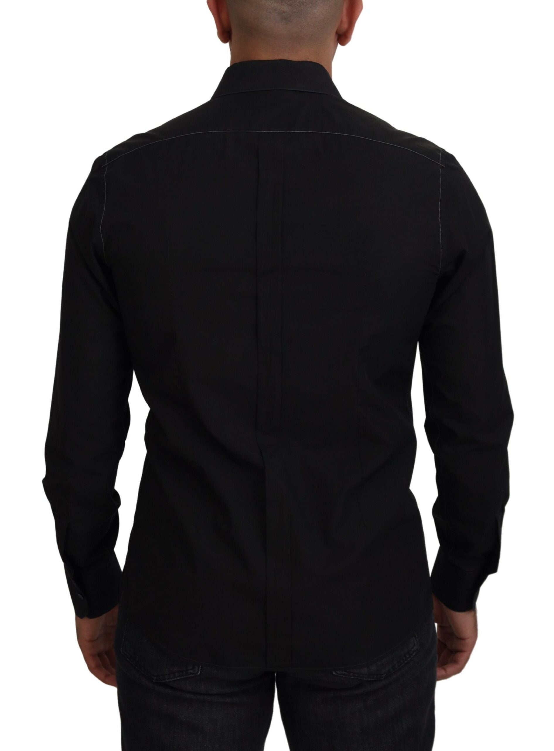 Dolce & Gabbana Black Cotton Collared Long Sleeve GOLD Shirt -   -  Dolce & Gabbana. Dolce & Gabbana Black Cotton Collared Long Sleeve GOLD Shirt -   -  Dolce & Gabbana.
