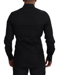 Dolce & Gabbana Black Floral Embroidery Men Long Sleeves GOLD Shirt -   -  Dolce & Gabbana.