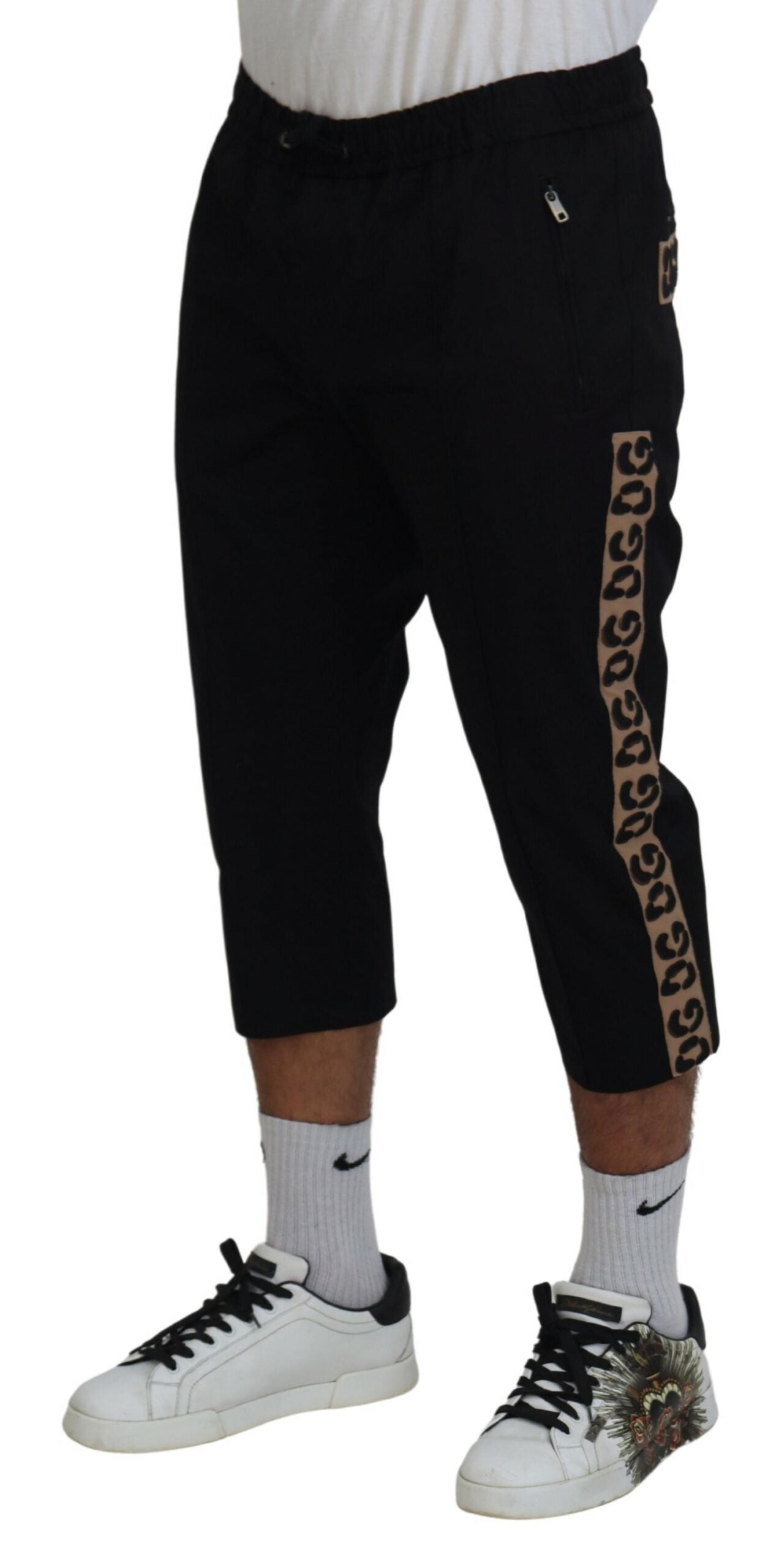 Dolce & Gabbana Black Cotton Elastic Waist DG Logo Cropped Pants -   -  Dolce & Gabbana. Dolce & Gabbana Black Cotton Elastic Waist DG Logo Cropped Pants -   -  Dolce & Gabbana.