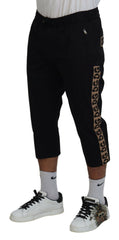 Dolce & Gabbana Black Cotton Elastic Waist DG Logo Cropped Pants -   -  Dolce & Gabbana.