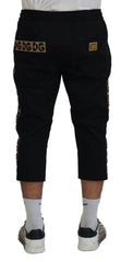 Dolce & Gabbana Black Cotton Elastic Waist DG Logo Cropped Pants -   -  Dolce & Gabbana.