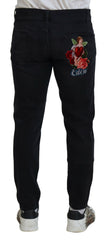 Dolce & Gabbana Black Angel Embroidery Skinny Denim Jeans -   -  Dolce & Gabbana.