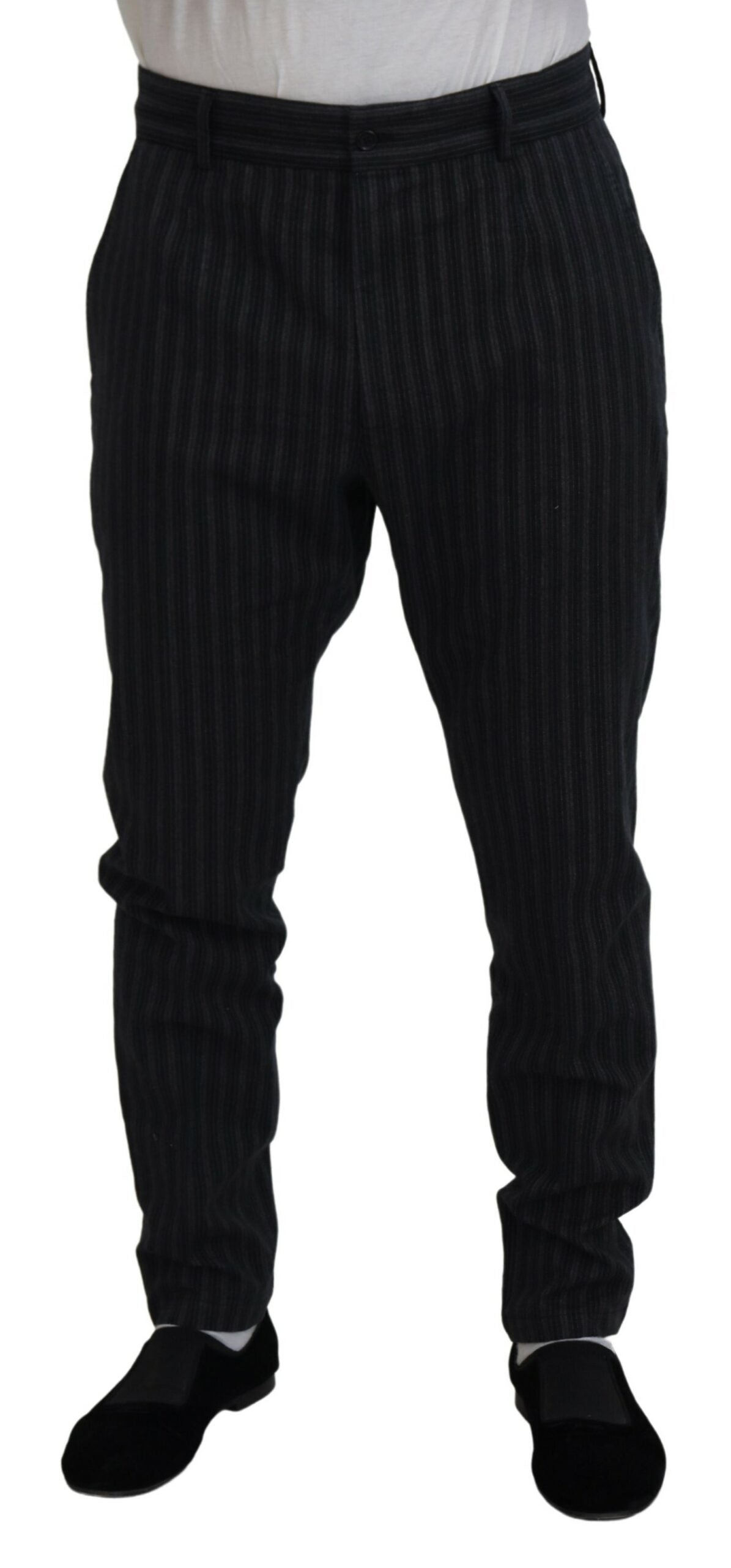 Dolce & Gabbana Dark Gray Stripes Chino Dress Pants -   -  Dolce & Gabbana.