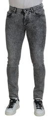 Dolce & Gabbana Grey Washed Cotton Slim Fit Men Denim Jeans -   -  Dolce & Gabbana.