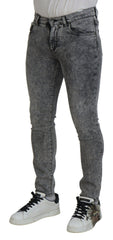 Dolce & Gabbana Grey Washed Cotton Slim Fit Men Denim Jeans -   -  Dolce & Gabbana.