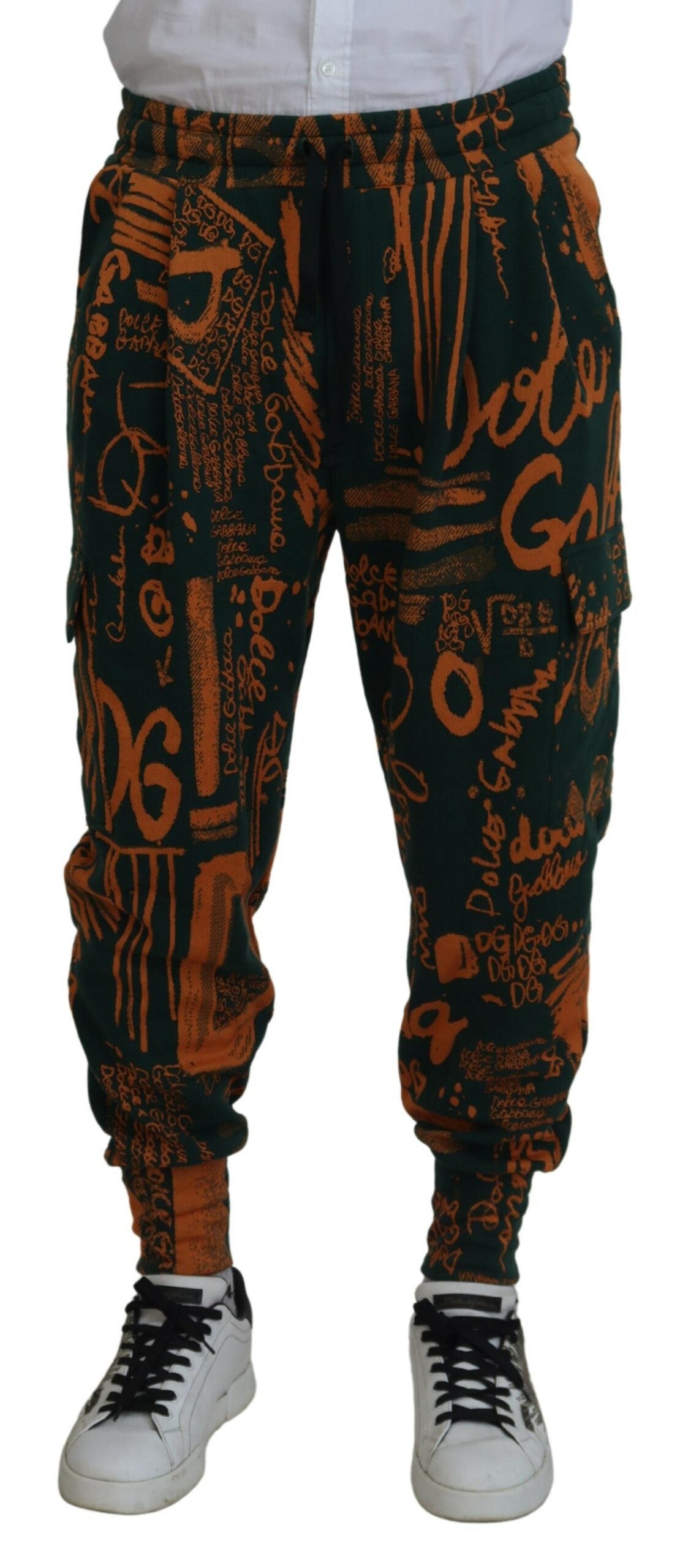 Dolce & Gabbana Multicolor Logo Print Silk Cargo Jogger Pants -   -  Dolce & Gabbana.