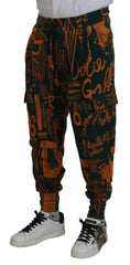 Dolce & Gabbana Multicolor Logo Print Silk Cargo Jogger Pants -   -  Dolce & Gabbana.