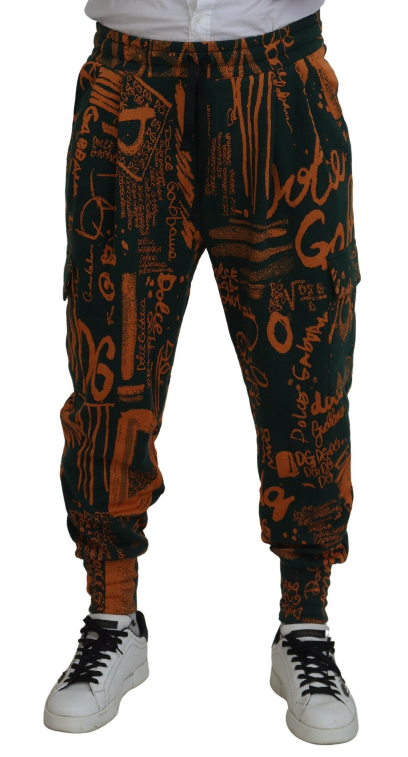 Dolce & Gabbana Multicolor Logo Print Silk Cargo Jogger Pants -   -  Dolce & Gabbana. Dolce & Gabbana Multicolor Logo Print Silk Cargo Jogger Pants -   -  Dolce & Gabbana.