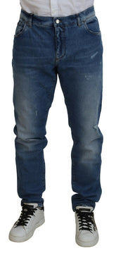 Dolce & Gabbana Blue Washed Skinny Cotton Denim Jeans -   -  Dolce & Gabbana.