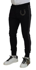 Dolce & Gabbana Black Wool Horseshoe Jogger Pants -   -  Dolce & Gabbana.