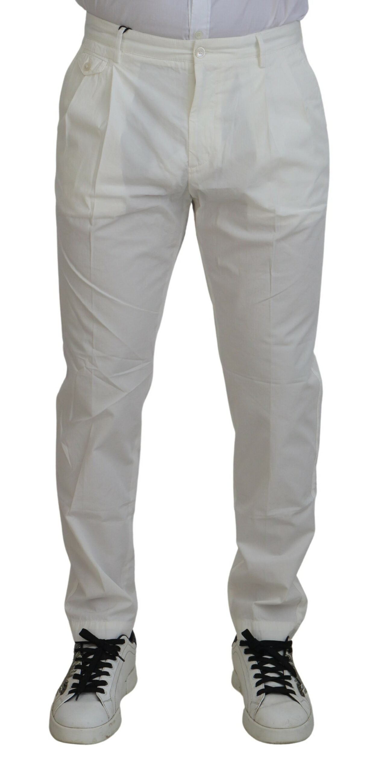 Dolce & Gabbana White Cotton Skinny Chino Pants -   -  Dolce & Gabbana.