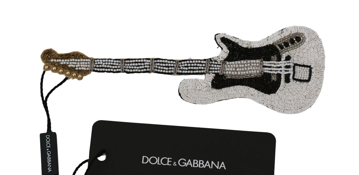 Dolce & Gabbana Gold Brass Beaded Guitar Pin Accessory Brooch -   -  Dolce & Gabbana.