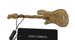 Dolce & Gabbana Gold Brass Beaded Guitar Pin Accessory Brooch -   -  Dolce & Gabbana.