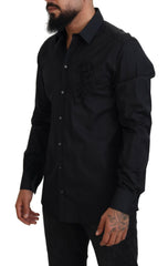 Dolce & Gabbana Black Roses Slim Fit Cotton Shirt -   -  Dolce & Gabbana.