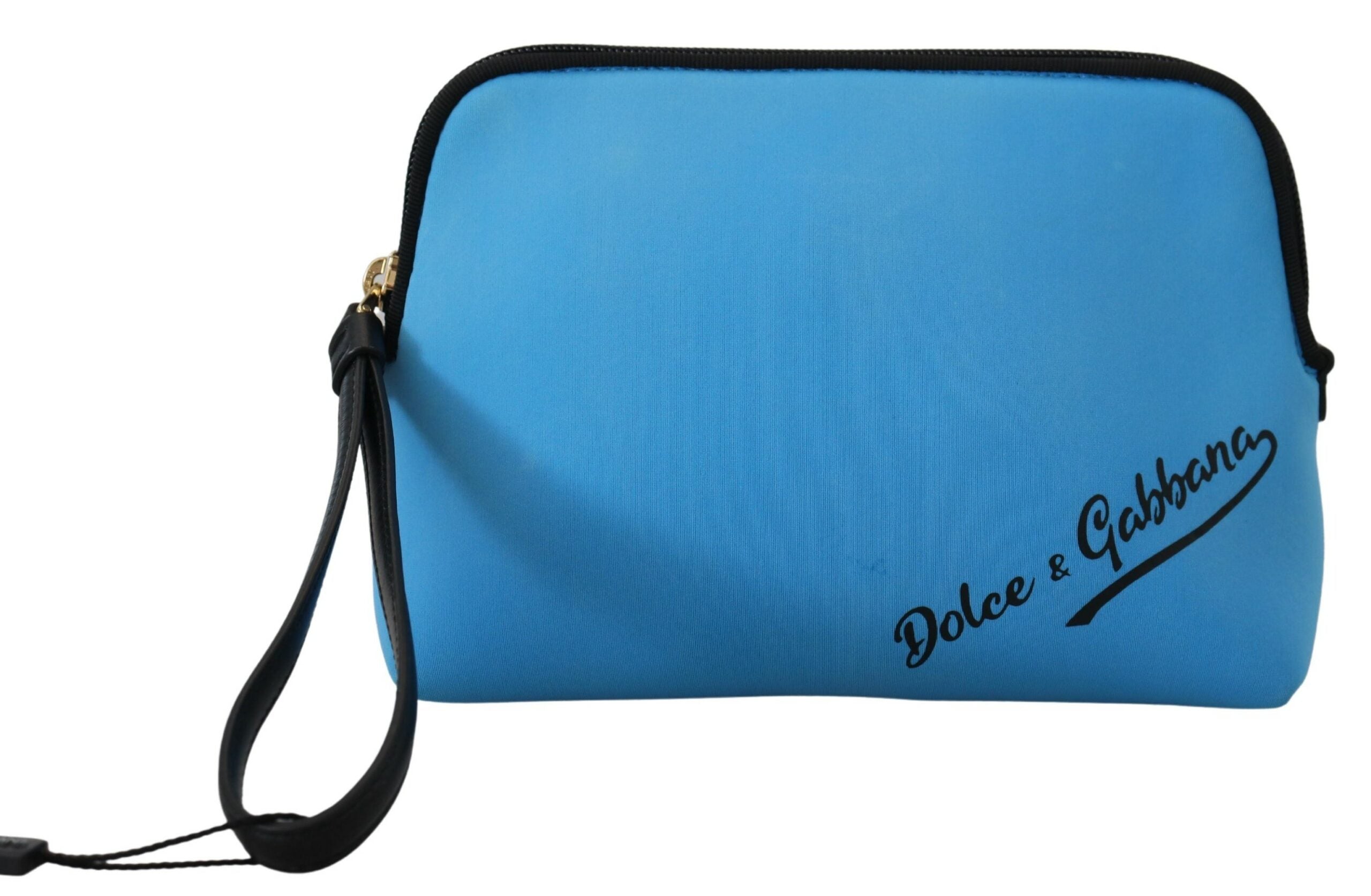 Dolce & Gabbana Blue Logo Print Hand Pouch Leopard Print Toiletry Bag -   -  Dolce & Gabbana.