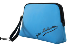Dolce & Gabbana Blue Logo Print Hand Pouch Leopard Print Toiletry Bag -   -  Dolce & Gabbana.