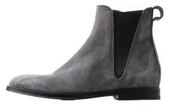 Dolce & Gabbana Gray Leather Men Ankle Boots Shoes -   -  Dolce & Gabbana.