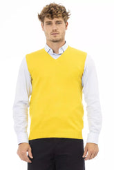 Alpha Studio Yellow Viscose Men Jacket -  Vests for Men Suits -  Alpha Studio.