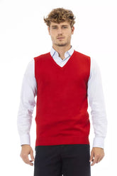 Alpha Studio Red Viscose Men Jacket -  Vests for Men Suits -  Alpha Studio.