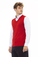 Alpha Studio Red Viscose Men Jacket -  Vests for Men Suits -  Alpha Studio.