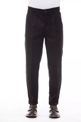 Alpha Studio Brown Wool Men Pant -   -  Alpha Studio.