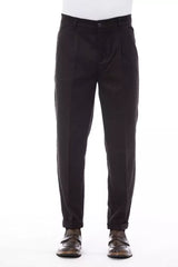 Alpha Studio Brown Wool Men Pant -   -  Alpha Studio.
