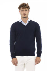 Alpha Studio Blue Wool Men Sweater -   -  Alpha Studio.