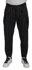 Dolce & Gabbana Black Beige Striped Cotton Stretch Pants -   -  Dolce & Gabbana.