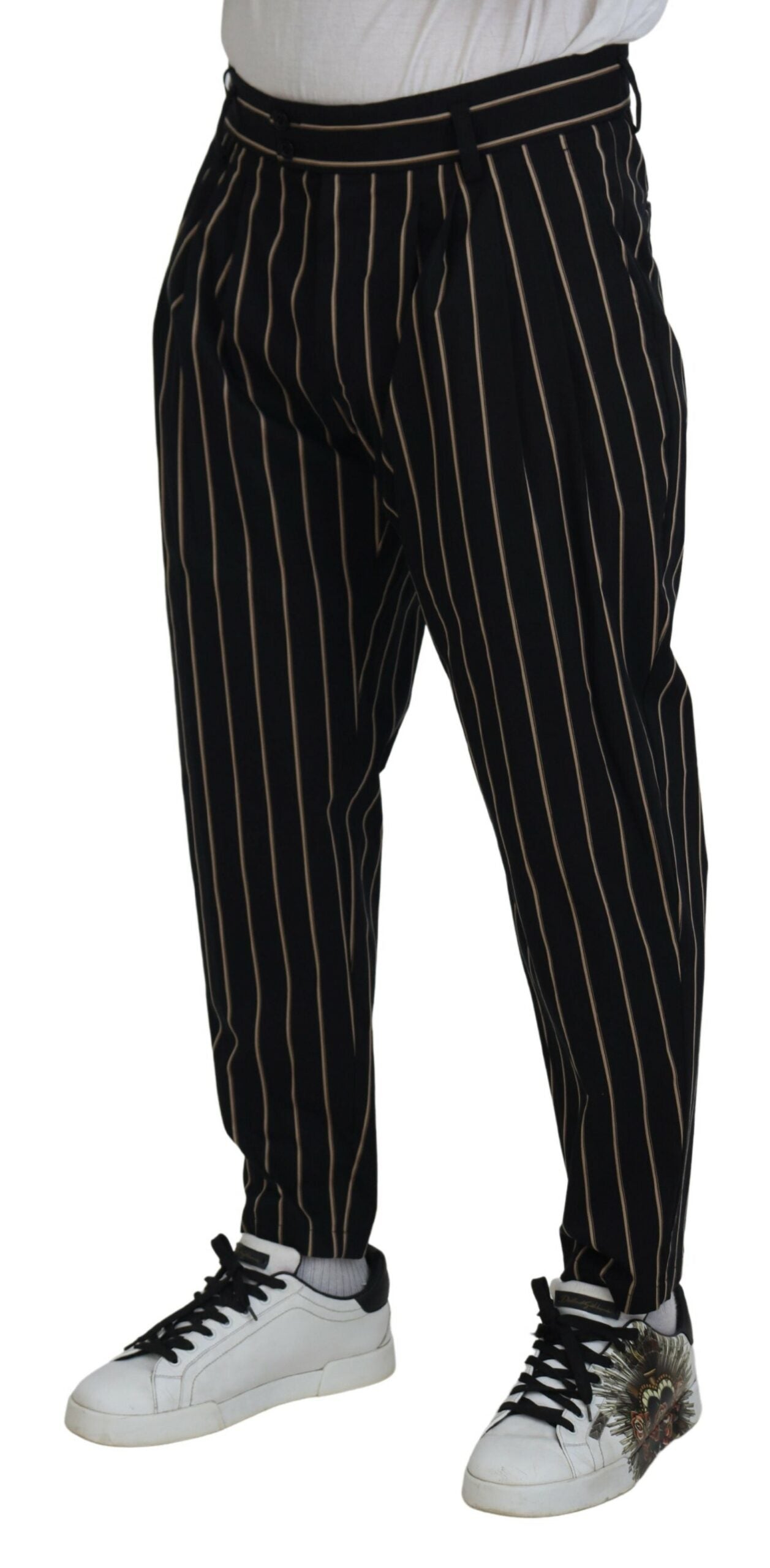 Dolce & Gabbana Black Beige Striped Cotton Stretch Pants -   -  Dolce & Gabbana. Dolce & Gabbana Black Beige Striped Cotton Stretch Pants -   -  Dolce & Gabbana.