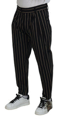 Dolce & Gabbana Black Beige Striped Cotton Stretch Pants -   -  Dolce & Gabbana.