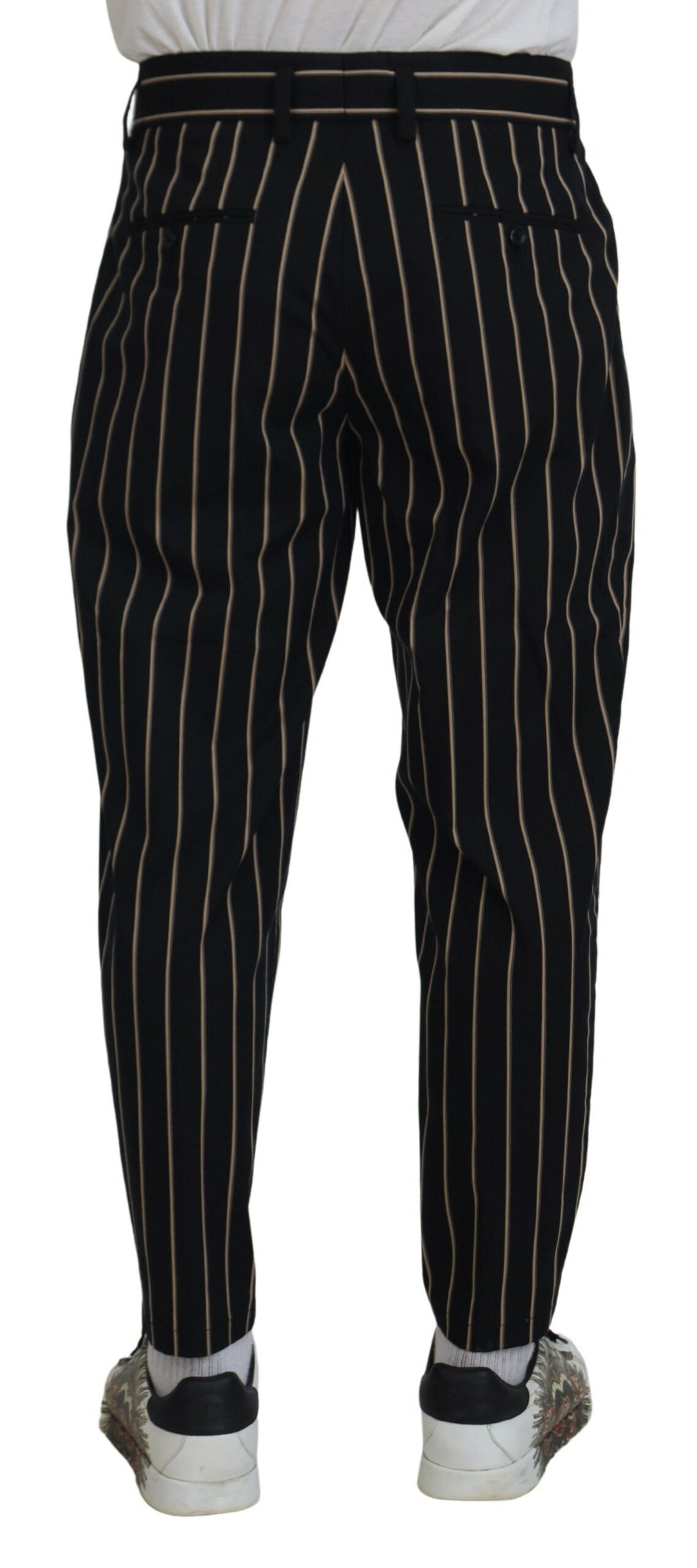 Dolce & Gabbana Black Beige Striped Cotton Stretch Pants -   -  Dolce & Gabbana. Dolce & Gabbana Black Beige Striped Cotton Stretch Pants -   -  Dolce & Gabbana.