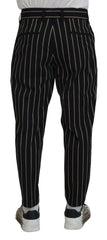 Dolce & Gabbana Black Beige Striped Cotton Stretch Pants -   -  Dolce & Gabbana.