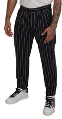 Dolce & Gabbana Black Beige Striped Cotton Stretch Pants -   -  Dolce & Gabbana.