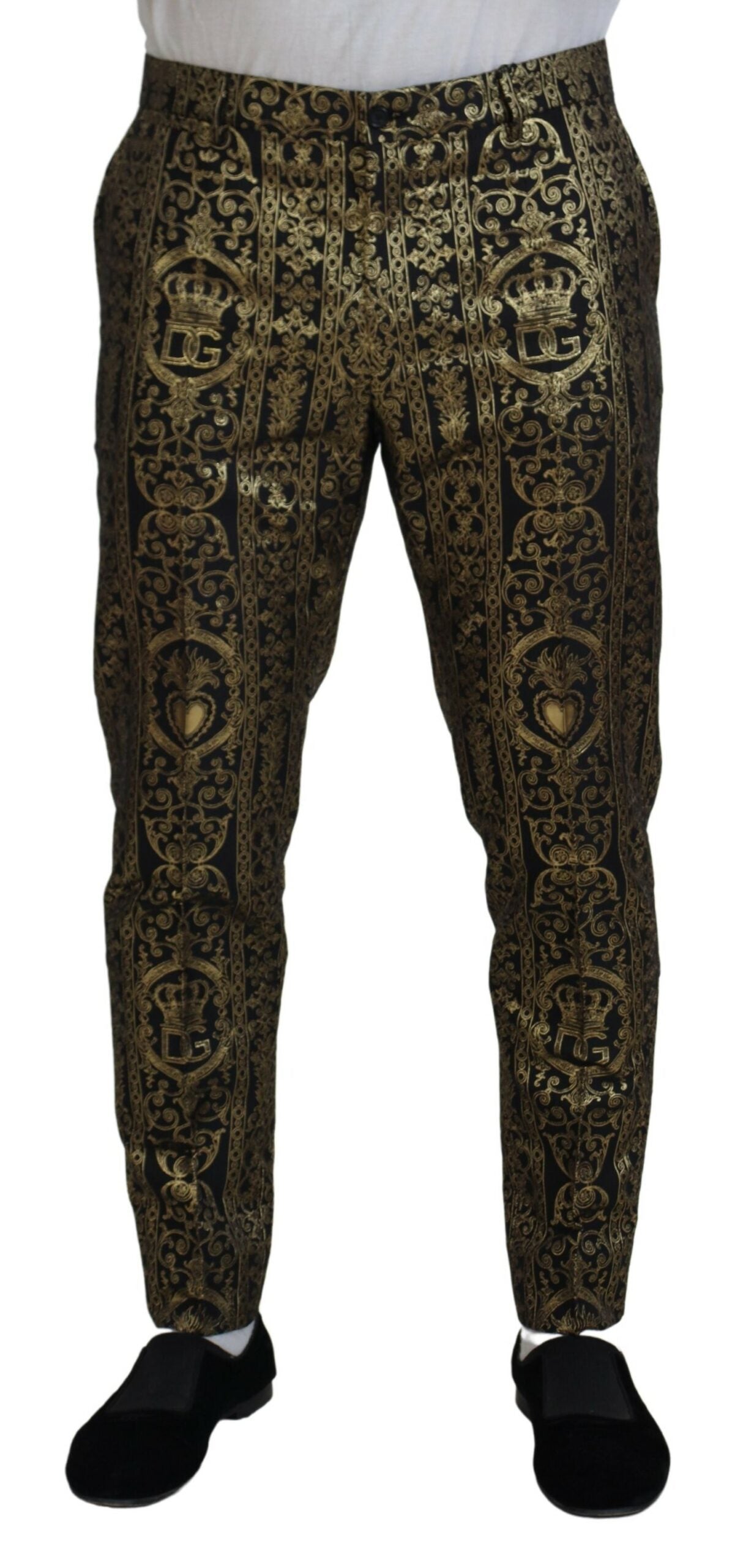 Dolce & Gabbana Black Gold Jacquard Dress Trouser Pants -   -  Dolce & Gabbana.