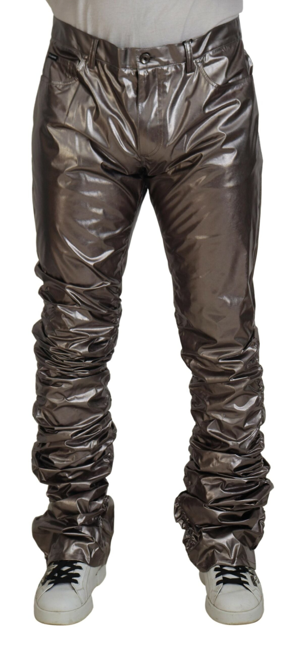 Dolce & Gabbana Silver Metallic Nylon Stretch Pants -   -  Dolce & Gabbana.