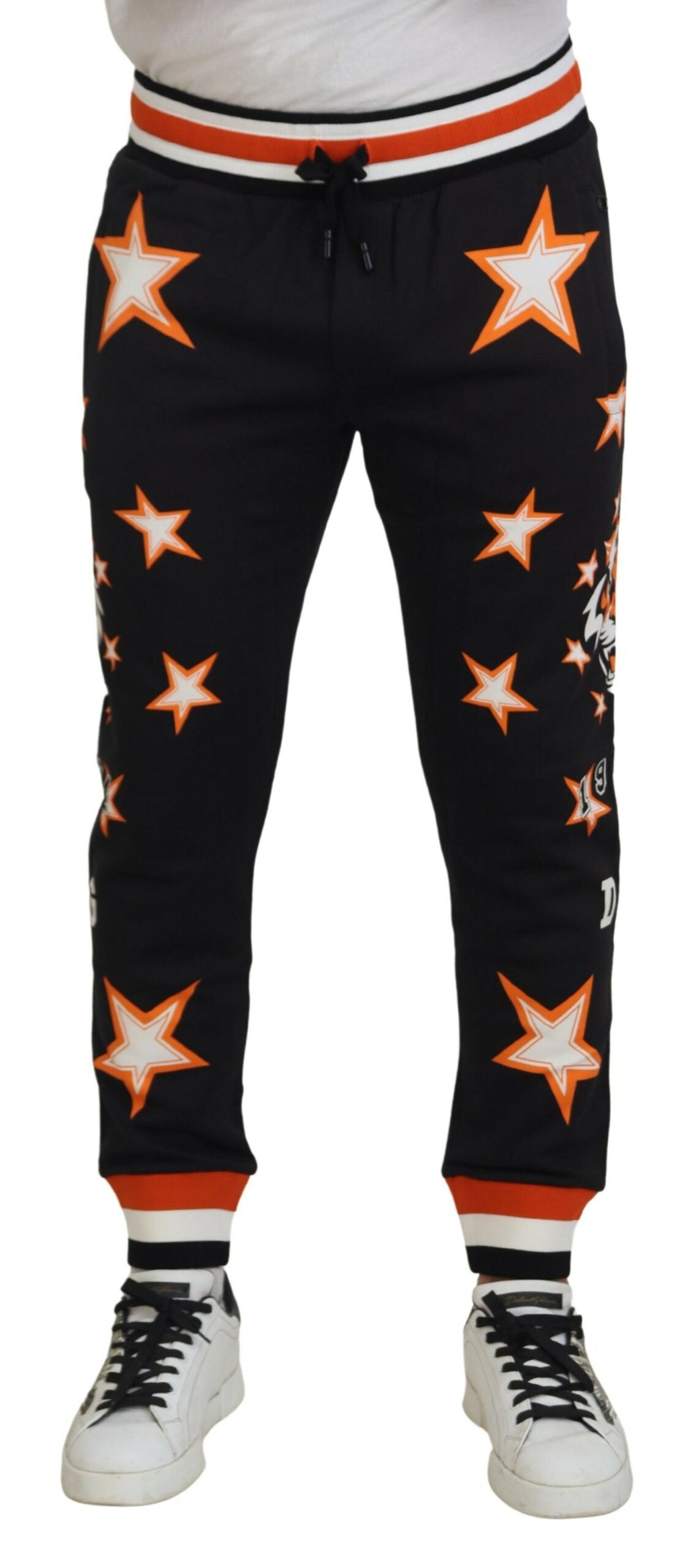 Dolce & Gabbana Black Orange Star Trousers Sport Pants -   -  Dolce & Gabbana.