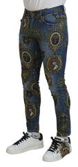 Dolce & Gabbana Blue Medal Print Slim Fit Cotton Jeans -   -  Dolce & Gabbana.
