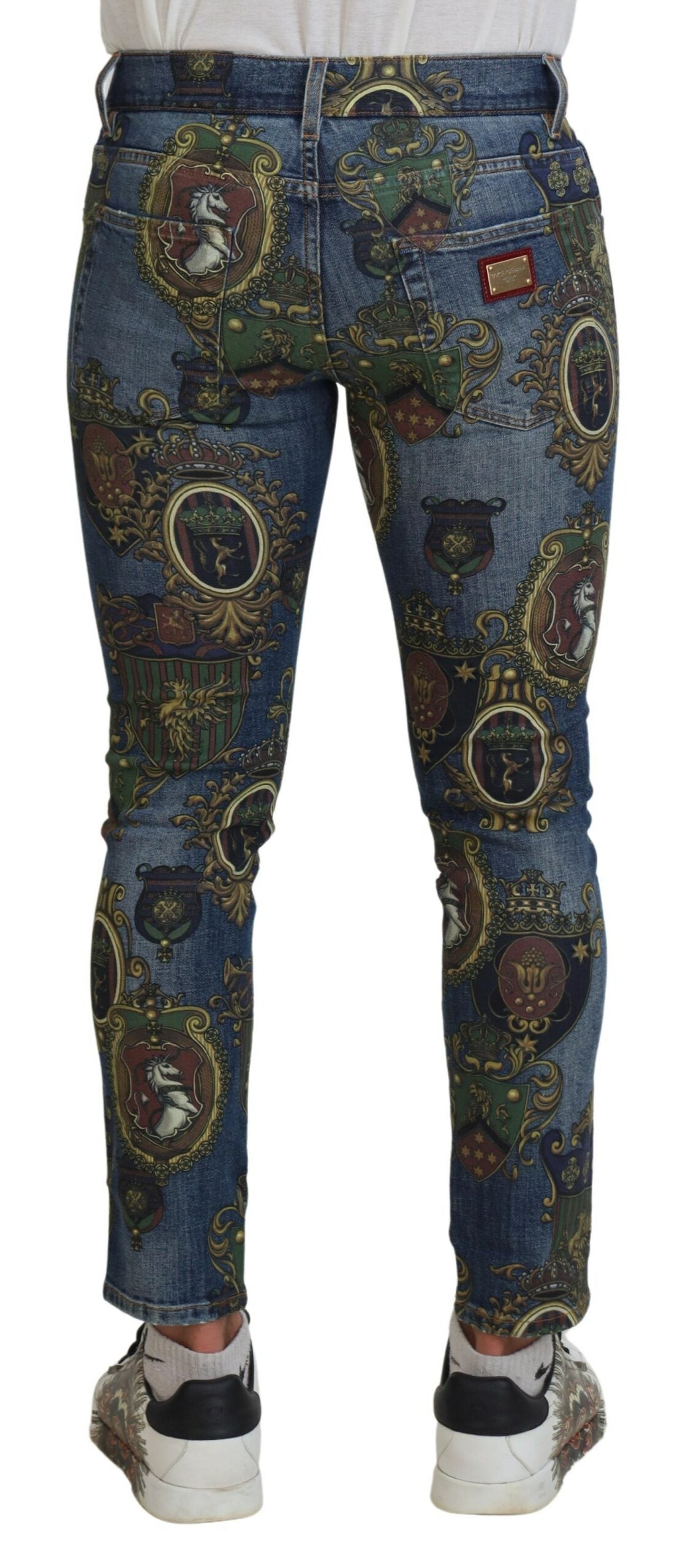 Dolce & Gabbana Blue Medal Print Slim Fit Cotton Jeans -   -  Dolce & Gabbana. Dolce & Gabbana Blue Medal Print Slim Fit Cotton Jeans -   -  Dolce & Gabbana.