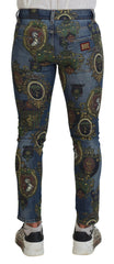Dolce & Gabbana Blue Medal Print Slim Fit Cotton Jeans -   -  Dolce & Gabbana.