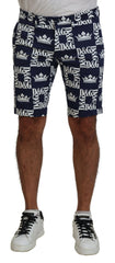 Dolce & Gabbana Blue Logo Print Cotton Chinos Shorts -   -  Dolce & Gabbana.