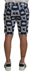 Dolce & Gabbana Blue Logo Print Cotton Chinos Shorts -   -  Dolce & Gabbana.