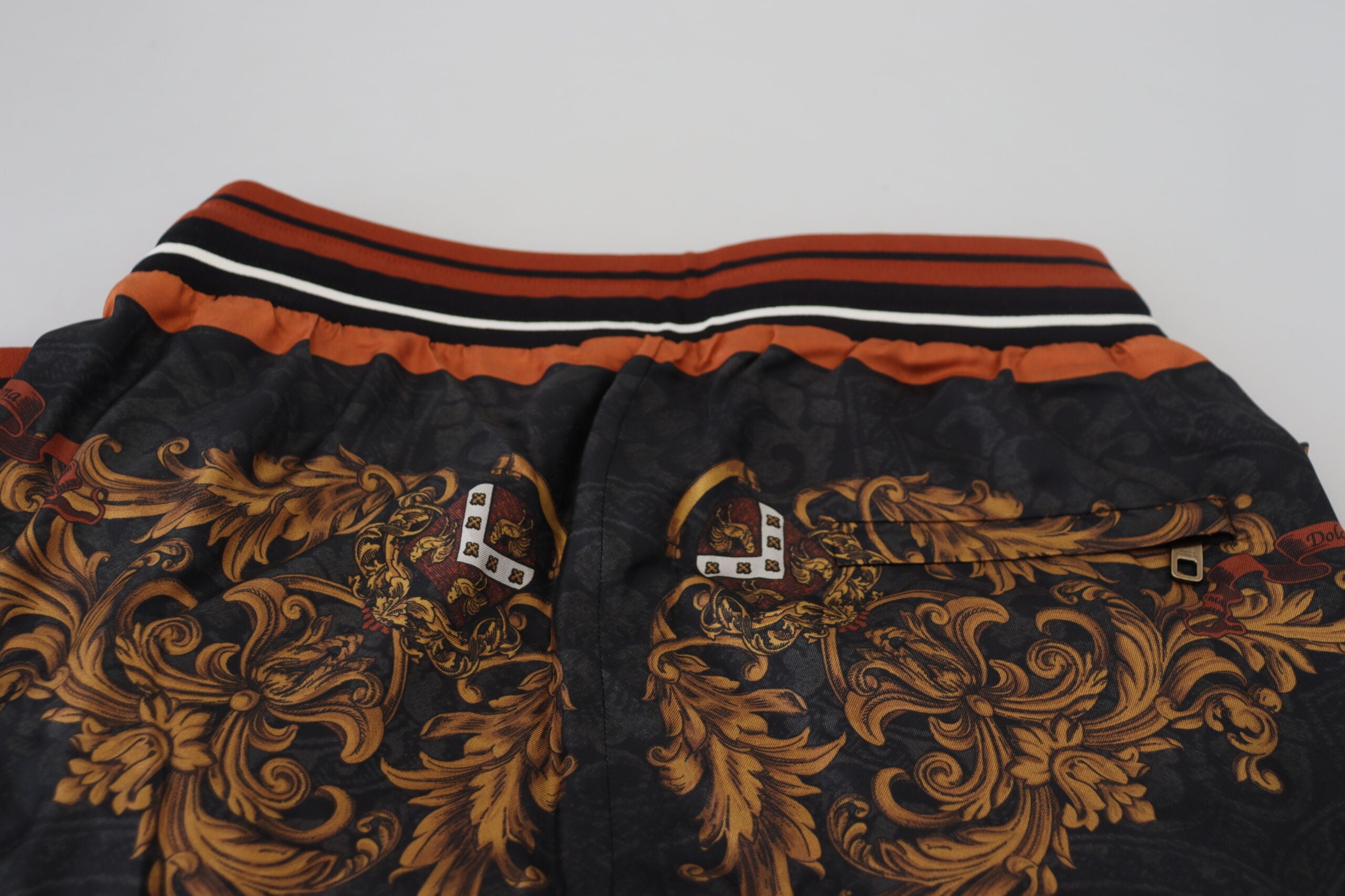 Dolce & Gabbana Gray Silk Baroque Crown Trousers Sport Pants -   -  Dolce & Gabbana. Dolce & Gabbana Gray Silk Baroque Crown Trousers Sport Pants -   -  Dolce & Gabbana.