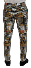 Dolce & Gabbana White Cotton Stretch Crown Trouser Pants -   -  Dolce & Gabbana.