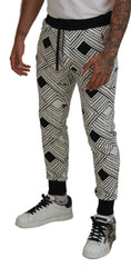 Dolce & Gabbana Black White Cotton Trousers Sport Pants -   -  Dolce & Gabbana.