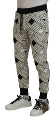 Dolce & Gabbana Black White Cotton Trousers Sport Pants -   -  Dolce & Gabbana.