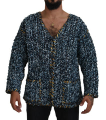 Dolce & Gabbana Blue Button Cardigan Fatto A Mano Sweater -   -  Dolce & Gabbana.
