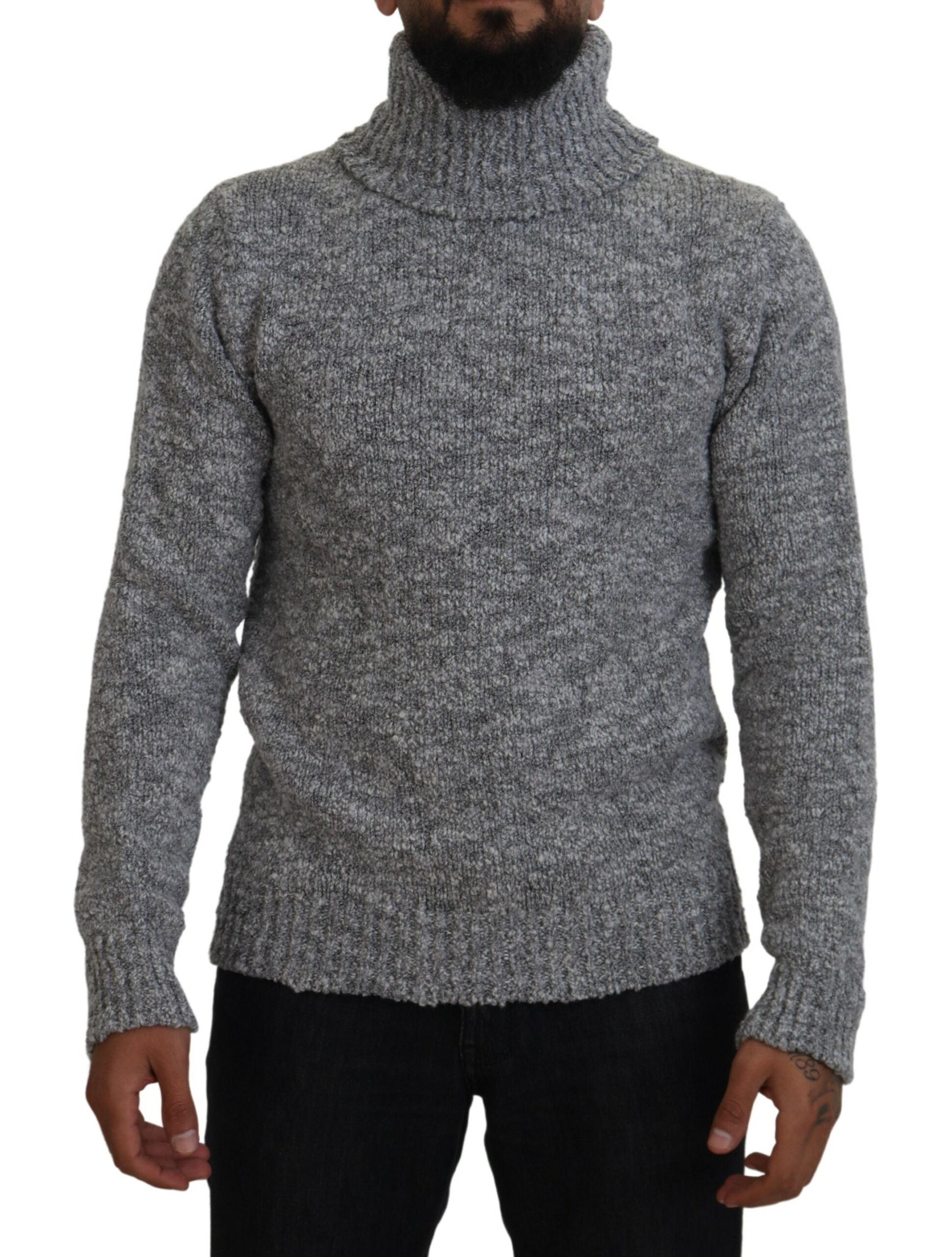Dolce & Gabbana Gray Wool Knit Turtleneck Pullover Sweater -   -  Dolce & Gabbana.